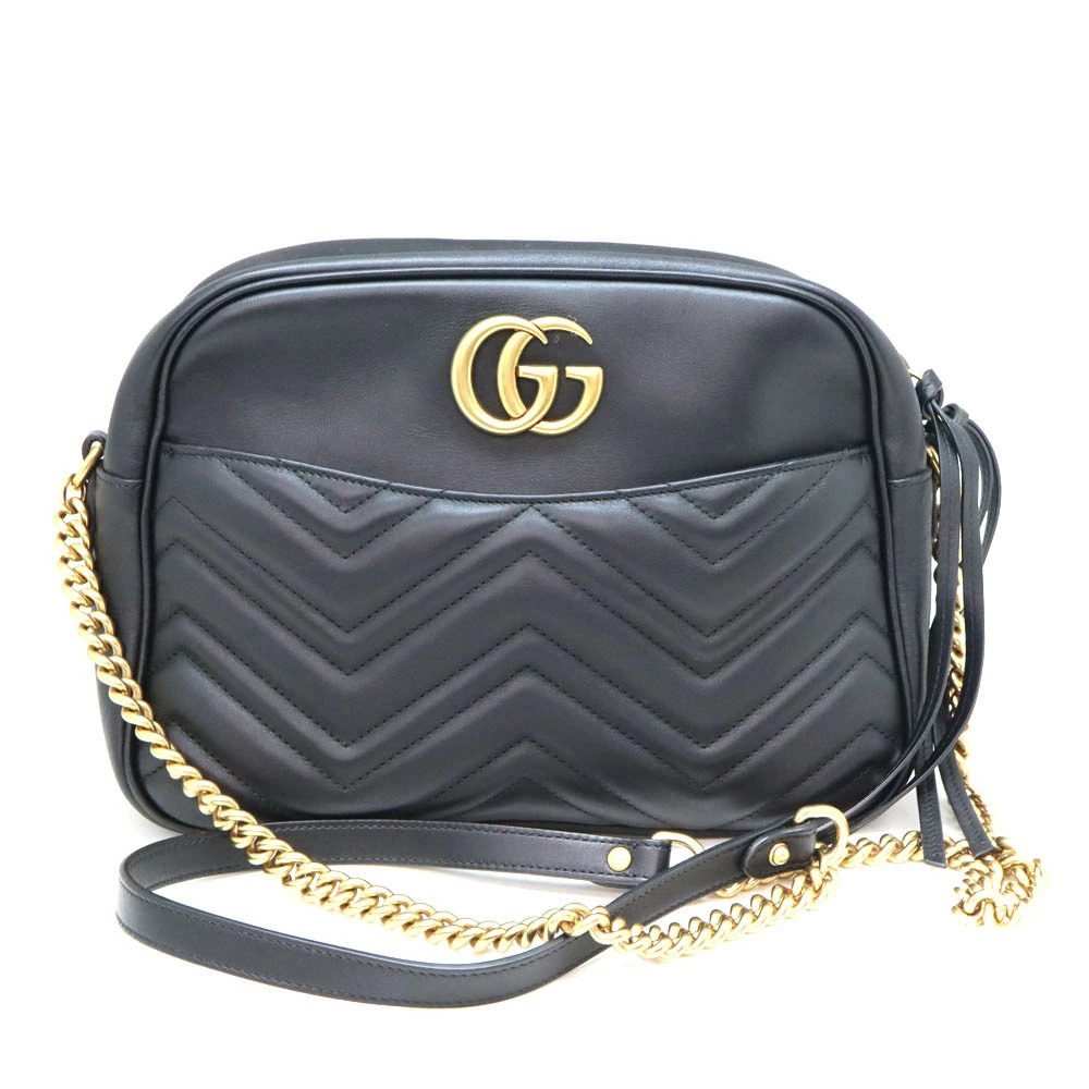 Gucci Shoulder Bag GG Marmont Leather Black